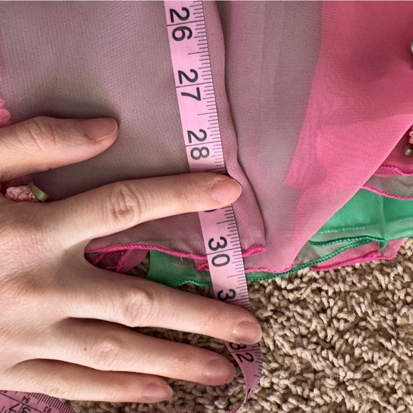 Vintage Chiffon Layered Rose Bud Appliqué Fairy Skirt - Picture 6 of 8